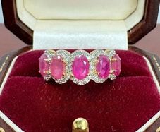 Silver Harry Ivens Designer Ring   925 Gold Plated Silver  Natural Zambian Rubies  White Zircons