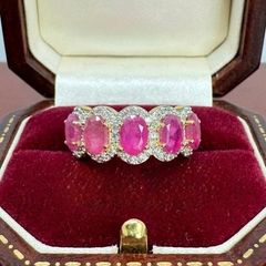 Silver Harry Ivens Designer Ring   925 Gold Plated Silver  Natural Zambian Rubies  White Zircons