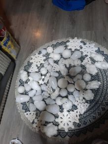 large amount white Christmas decorations