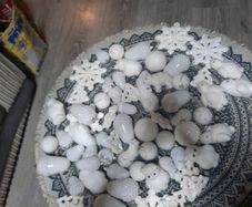 large amount white Christmas decorations