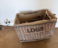 Large log basket on casters