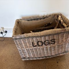 Large log basket on casters