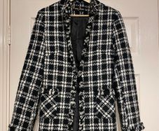 Chanel-Inspired Boucle Checkered Coat - Elegant, Timeless, Size M / 38 / 10
