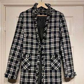 Chanel-Inspired Boucle Checkered Coat - Elegant, Timeless, Size M / 38 / 10