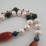 Authentic Freshwater Pearl Necklace with African Carnelian & Jade Beads Image 3