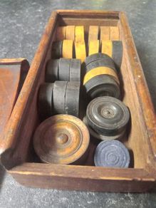 Vintage Wooden Draughts Game Pieces