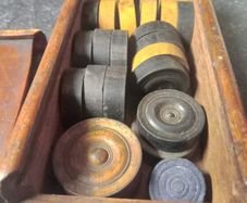 Vintage Wooden Draughts Game Pieces