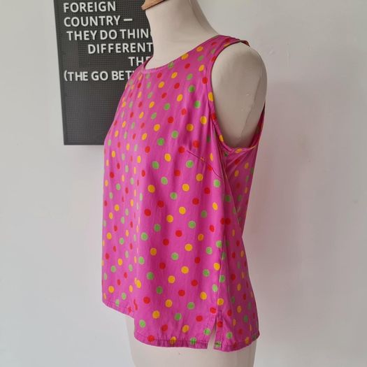 Vintage 1990s vintage silk pink sleeveless blouse by Irish designer Paul Costelloe M