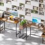 Computer Desk with Drawers Power Outlets 100 cm Office Storage Monitor Stand Reversible Small Desks for Home Bedroom Brown Image 2