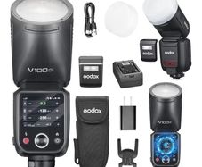 Godox v100 Flash for Canon + Extras
