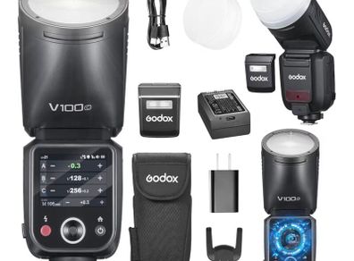 Godox v100 Flash for Canon + Extras