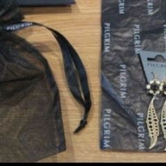 Nice gift!! Pilgrim drop black gold plated floral and leaf design earrings