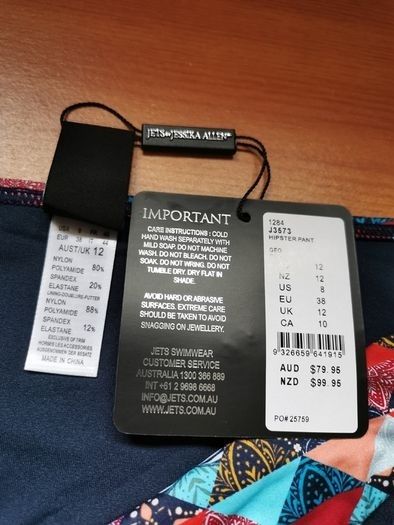 BNWT - JETS by Jessika Allen hipster pant bikini bottoms UK 12