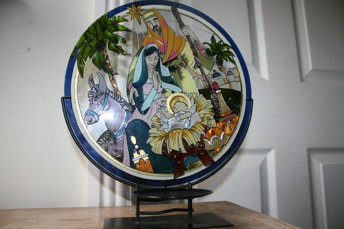 hand painted glass - candle stand