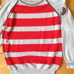Age 3-4 Grey & Red Striped Jumper