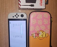 Nintendo Switch OLED (White) + Case + USB-C Charger Excellent Condition