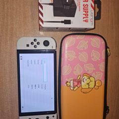 Nintendo Switch OLED (White) + Case + USB-C Charger Excellent Condition