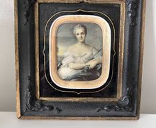A vintage silk printed portrait of a lady