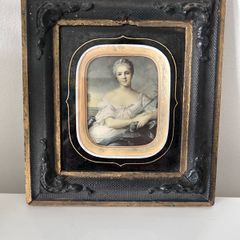 A vintage silk printed portrait of a lady