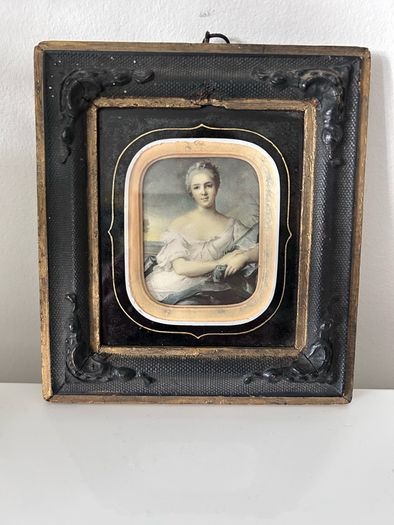 A vintage silk printed portrait of a lady