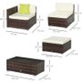 5pcs Rattan L-Shaped Corner Couch Sofas with Coffee Table Adjustable Feet Water-resistant Polyester Cloth Brown Image 2