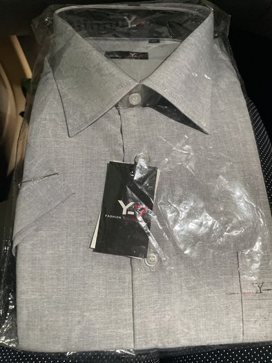 Y7 mens grey short sleeved shirt size 17 new