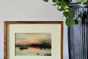 Framed Original Vintage Postcard The Last Ferry