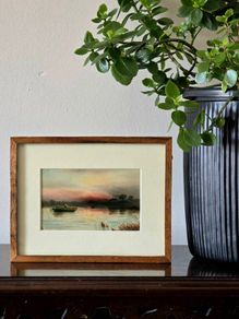 Framed Original Vintage Postcard The Last Ferry