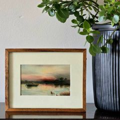 Framed Original Vintage Postcard The Last Ferry