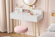 LED Dressing Table with Stool charging station and Mirror with 2 Drawers