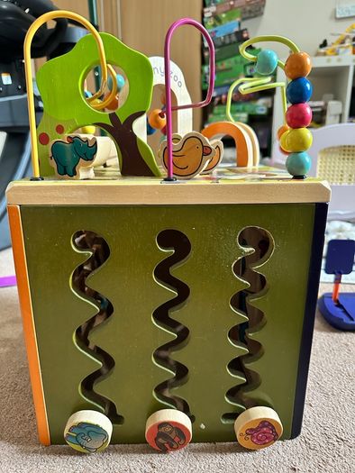 zany zoo wooden activity cube
