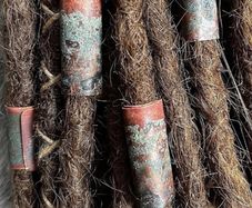 Set of Four Jumbo Naturally Patinated Copper Dreadlock Beads Hair Accessorys