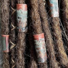 Set of Four Jumbo Naturally Patinated Copper Dreadlock Beads Hair Accessorys