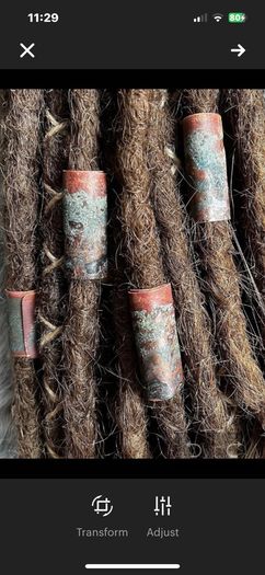 Set of Four Jumbo Naturally Patinated Copper Dreadlock Beads Hair Accessorys