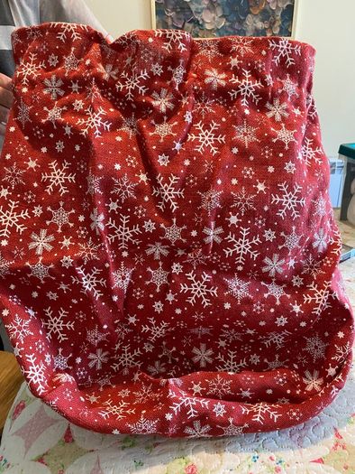 Christmas Reindeer Mail Sack - Red with Snowflake Print