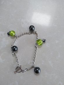 Irish made sterling silver chain bracelet t bar clasp with cabochon stones