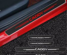 4PCS Car Carbon Fiber Door Sill Guard Sticker For Volkswagen VW Scirocco CC GOLF CADDY Emblem Auto Threshold Anti Scratch Decal