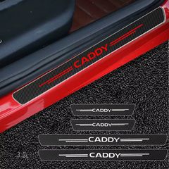 4PCS Car Carbon Fiber Door Sill Guard Sticker For Volkswagen VW Scirocco CC GOLF CADDY Emblem Auto Threshold Anti Scratch Decal