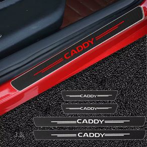 4PCS Car Carbon Fiber Door Sill Guard Sticker For Volkswagen VW Scirocco CC GOLF CADDY Emblem Auto Threshold Anti Scratch Decal