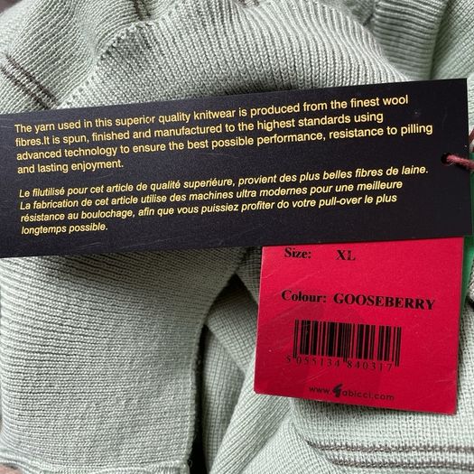 Gabicci men's v neck jumper wool mix size xl new