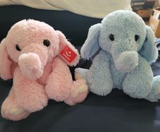 Aurora World Pink And Blue Elephant Set Soft Toys Plush Brand New