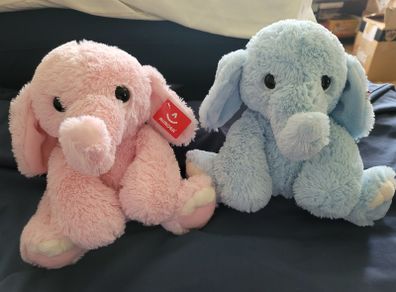 Aurora World Pink And Blue Elephant Set Soft Toys Plush Brand New