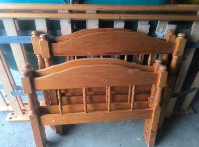 2 single pine beds