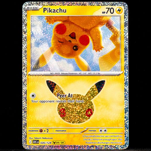 Pikachu 026/128 Holo Rare 04/30 30th Celebration Anniversary Pokemon Card