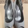 RUBY SHOO DONNA silver peeptoe stilettos with corsage Size UK 5 EU 38 High heels slip ons Image 3