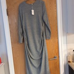 M&S  Dress With Side  Rushing.   S.16.  B.N.W.T.