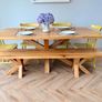 Rustic Oak 2m Dining Table & Matching Bench, Excellent Condition. Image 3