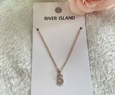 River Island Rose Gold Initial S Necklace Brand New With Tags Diamante Pendant