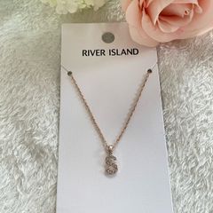 River Island Rose Gold Initial S Necklace Brand New With Tags Diamante Pendant