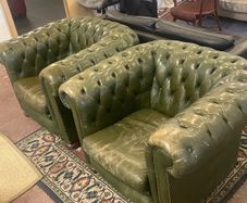 Pair of Vintage Chesterfield Low Back Club Chairs